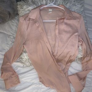 Silky Peach Button up top